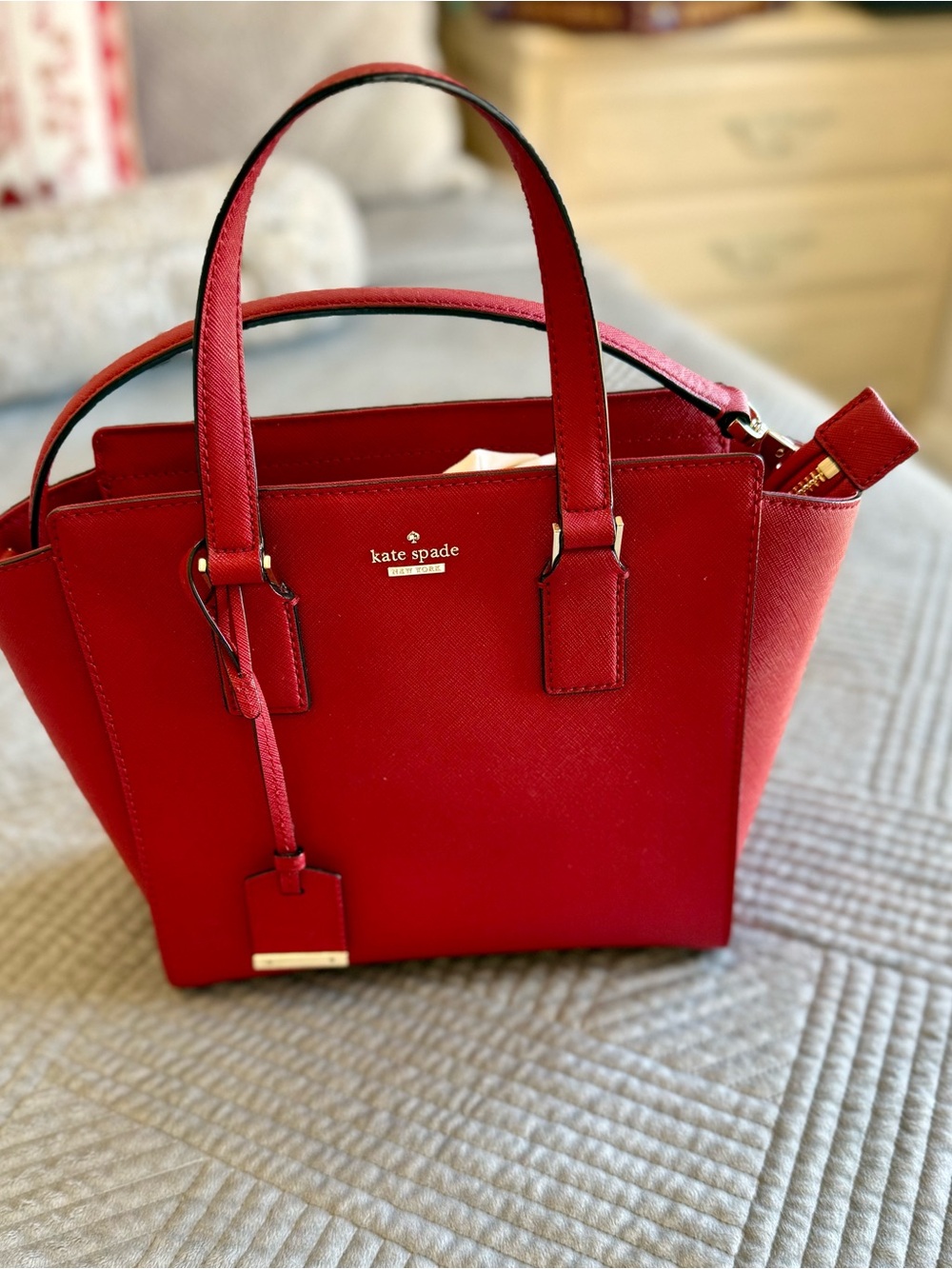 Kate Spade New York- Red Saffiano Leather Sachel